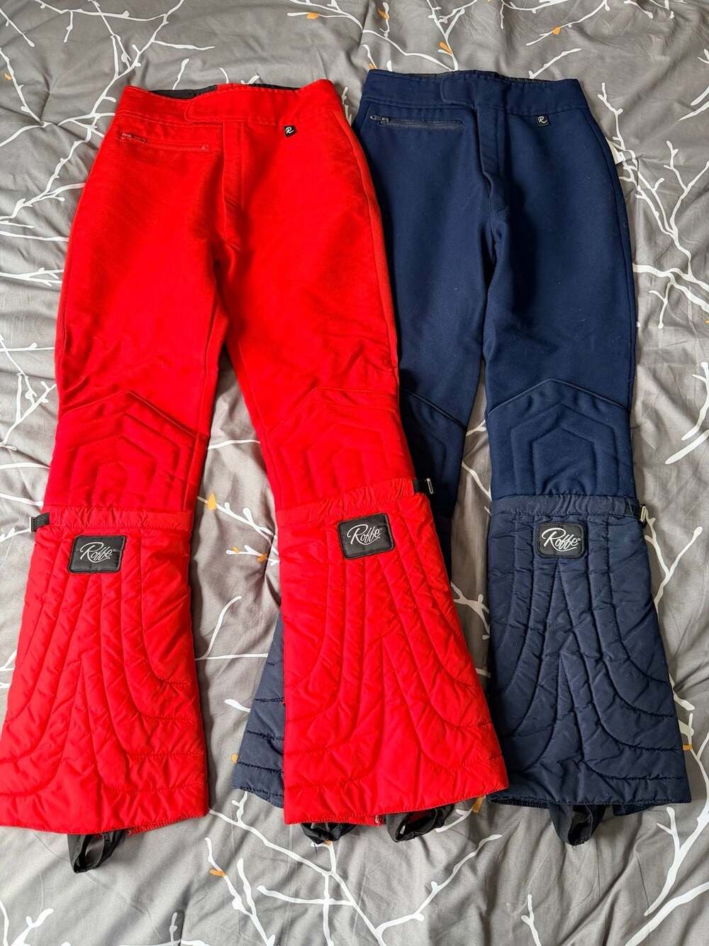 Vintage Roffe 80s Stirrup Ski Pants w Quilted Boot Gaiters Set Made in USA